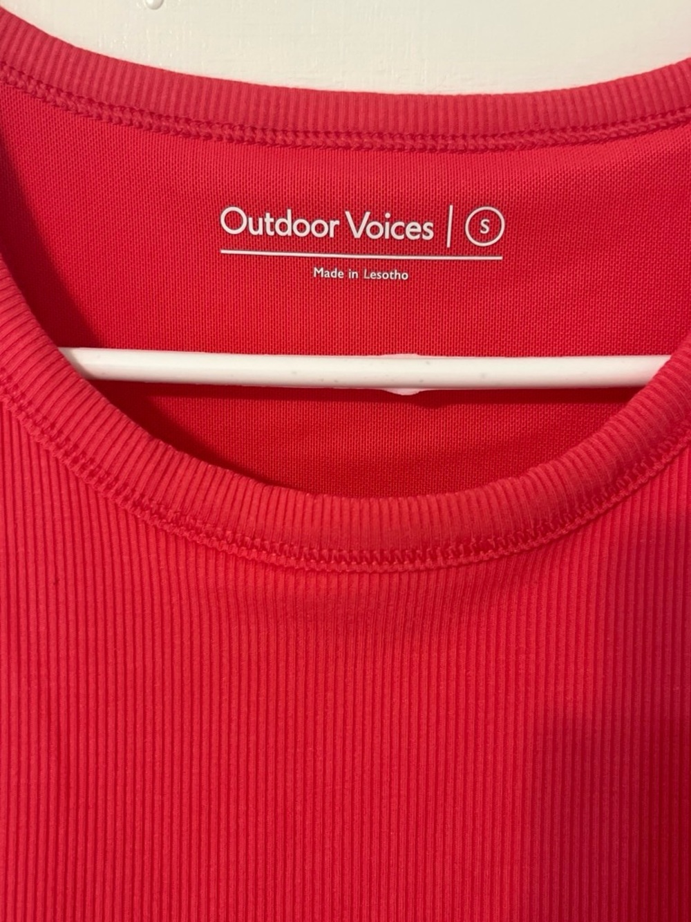 Outdoor Voices Pink Ribbed Tank Top With Built In Bra - Small